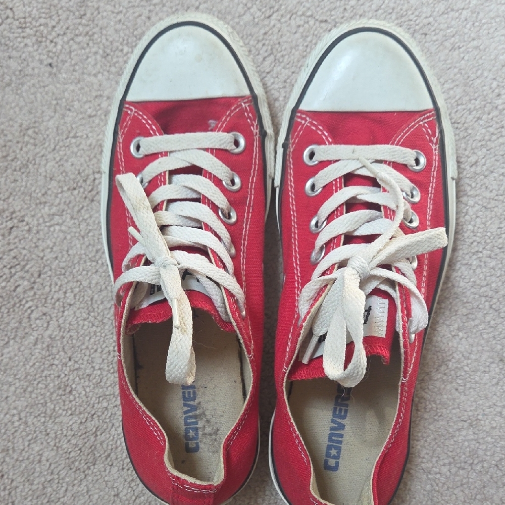 Converse Red Low-Top Canvas Sneakers